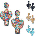 Cactus Plant Design Accent Earrings E2264
