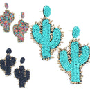 Cactus Plant Design Accent Earrings E2259