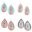 Lady Guadalupe Leather Design Accent Earrings E2285