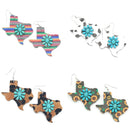 Texas Map Accent w/ Animal Print Earrings E2108