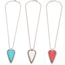 Crystal Embedded Heart Pendant Accent Long Necklace  N3009