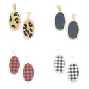 Leather Patch Accent w/ Crystal Earring E2067