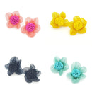 Floral Material & Bead Post Earrings E2153