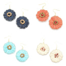 Raffia Flower Accent Earrings E2150