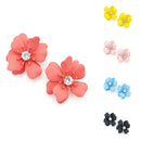 Epoxy Coated Metal Accent Floral Stud Earrings E2313