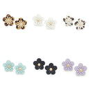 Leather Floral Drop Accent Post Earrings E2325