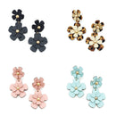 Leather Floral Drop Accent Post Earrings E2322