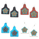 Genuine Leather Accent Stamp Design Earrings E2529