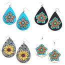 Genuine Leather W/ Floral Design Earrings E2522