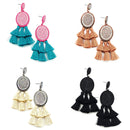 Crystal Embedded Disc w/ Tassel Wholesale Western Earrings E2618
