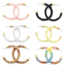 Glittered Hoop Accent Post Wholesale Earrings E2749B