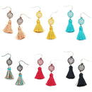Embedded Crystal w/ Tassel Western Drop Accent Western Wholesale Earrings E2747R