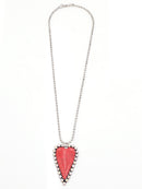 Crystal Embedded Heart Pendant Accent Long Necklace  N3010