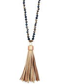 Tassel Pendant Accent w/ Bead Necklace N3035