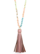 Tassel Pendant Accent w/ Bead Necklace N3036