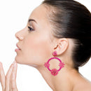 Large Floral Design Accent Post Earrings E2392
