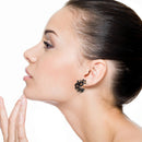 Large Floral Design Accent Post Earrings E2396