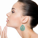 Epoxy Coated Filigree & Crystal Accent Earring E2483