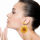 Raffia Sunflower Design Accent Earrings E2558
