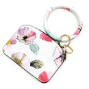 Floral Design Accent Coin purse / Wallets W/ Key Chain W2032