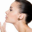Leather Floral Drop Accent Post Earrings E2325